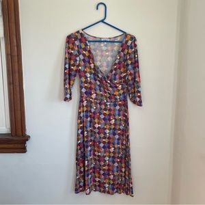 Woman’s dress with fun mid century pattern